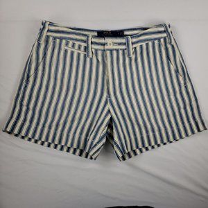 Polo Ralph Lauren Shorts Size 2 Women's Blue Off White Striped Casual Shorts